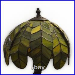 Tiffany Style Vintage Stained Slag Glass Tropical Island Palm Tree Lamp Rare