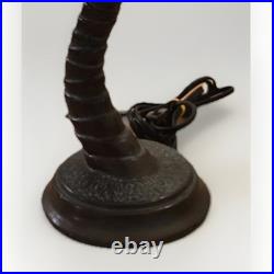 Tiffany Style Vintage Stained Slag Glass Tropical Island Palm Tree Lamp Rare