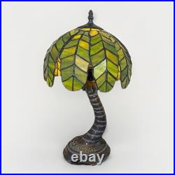 Tiffany Style Vintage Stained Slag Glass Tropical Island Palm Tree Lamp Rare