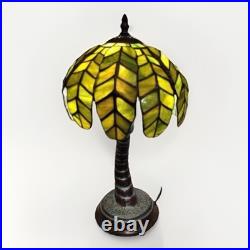Tiffany Style Vintage Stained Slag Glass Tropical Island Palm Tree Lamp Rare