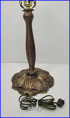 Tiffany Vtg SIGNED Table Lamp Stained-Glass Hummingbird Cabbage Rose Slag LOVELY
