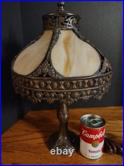 Tiffany style lamp 16 tall 11 wide slag glass shade with metal base 2.3 lbs