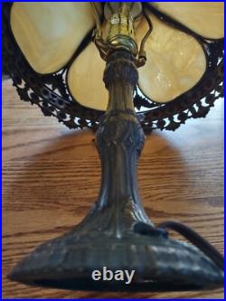 Tiffany style lamp 16 tall 11 wide slag glass shade with metal base 2.3 lbs