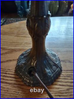 Tiffany style lamp 16 tall 11 wide slag glass shade with metal base 2.3 lbs