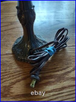 Tiffany style lamp 16 tall 11 wide slag glass shade with metal base 2.3 lbs