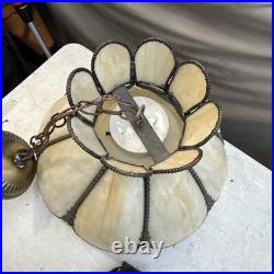 Tulip Caramel Slag Glass Hanging/Table Lamp Shade 19 Wide 11 Height. Complete