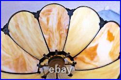 Tulip Lamp Shade Slag Glass Antique 8 Panel Hanging