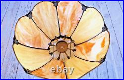 Tulip Lamp Shade Slag Glass Antique 8 Panel Hanging