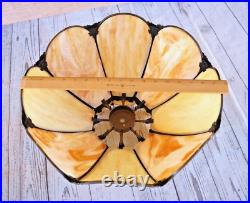 Tulip Lamp Shade Slag Glass Antique 8 Panel Hanging