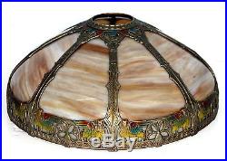 UNUSUAL 18 8 PANEL BENT SLAG GLASS LAMP SHADE With SPHINX