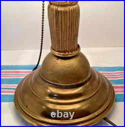 Unusual Antique Brass Boudoir Lamp White Slag Glass Shade PBL Co. #4910