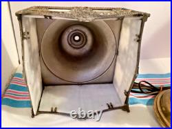 Unusual Antique Brass Boudoir Lamp White Slag Glass Shade PBL Co. #4910
