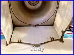 Unusual Antique Brass Boudoir Lamp White Slag Glass Shade PBL Co. #4910
