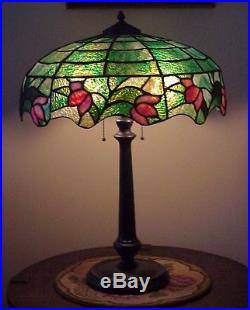 Unusual Colorful Leaded Slag Stained Glass Handel Duffner Tiffany Era Lamp