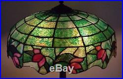 Unusual Colorful Leaded Slag Stained Glass Handel Duffner Tiffany Era Lamp