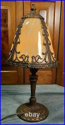 Unusual Shape Slag Glass Table Lamp Circa 1900-1920