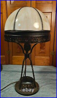 Unusual Slag Glass Art Nouveau Lamp Circa 1900-1910