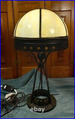 Unusual Slag Glass Art Nouveau Lamp Circa 1900-1910