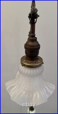 Uranium Akro Slag Floor Lamp Glowing Glass Ball Art Deco And Globe 58T Vintage