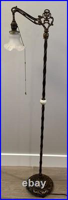 Uranium Akro Slag Floor Lamp Glowing Glass Ball Art Deco And Globe 58T Vintage