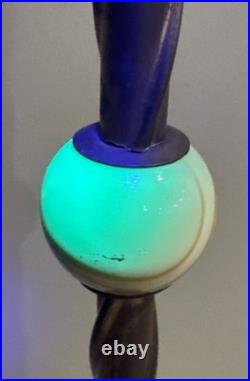 Uranium Akro Slag Floor Lamp Glowing Glass Ball Art Deco And Globe 58T Vintage