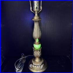 Uranium Glass Lamp Art Deco Style Vtg Antique Custom Build Houze Akro Agate Slag