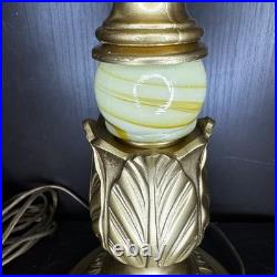 Uranium Glass Lamp Art Deco Style Vtg Antique Custom Build Houze Akro Agate Slag