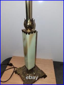 Uranium Glass Lamp Vaseline Slag Glass art deco brass base