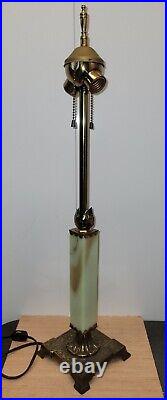 Uranium Glass Lamp Vaseline Slag Glass art deco brass base