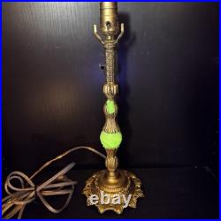 Uranium Glass Table Lamp Houze Akro Agate Slag Antique Vintage Art Deco Style