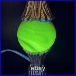 Uranium Glass Table Lamp Houze Akro Agate Slag Antique Vintage Art Deco Style