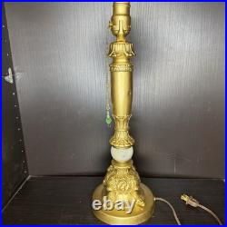 Uranium Glass Table Lamp Houze Akro Agate Slag Antique Vintage Art Deco Style