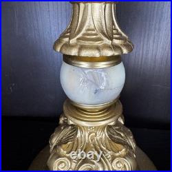 Uranium Glass Table Lamp Houze Akro Agate Slag Antique Vintage Art Deco Style