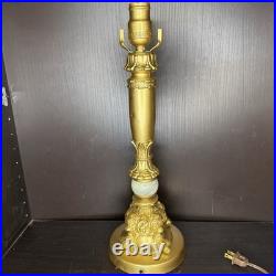 Uranium Glass Table Lamp Houze Akro Agate Slag Antique Vintage Art Deco Style