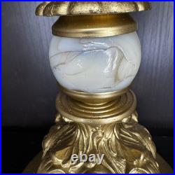 Uranium Glass Table Lamp Houze Akro Agate Slag Antique Vintage Art Deco Style