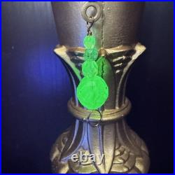 Uranium Glass Table Lamp Houze Akro Agate Slag Antique Vintage Art Deco Style