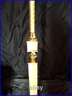 Uranium Slag Glass Bridge Arm Lioness Floor Lamp