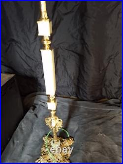 Uranium Slag Glass Bridge Arm Lioness Floor Lamp