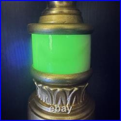 Uranium Slag Glass Bridge Arm Table Lamp Art Deco Vtg Antique Houze Akro Agate