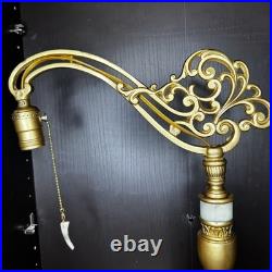 Uranium Slag Glass Bridge Arm Table Lamp Art Deco Vtg Antique Houze Akro Agate