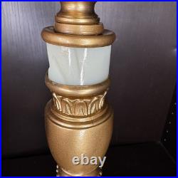 Uranium Slag Glass Bridge Arm Table Lamp Art Deco Vtg Antique Houze Akro Agate