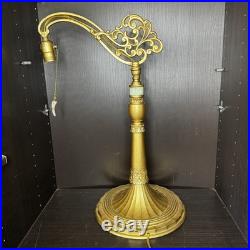 Uranium Slag Glass Bridge Arm Table Lamp Art Deco Vtg Antique Houze Akro Agate