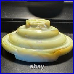 Uranium Slag Glass Houze/Vidrio 5.5 Inch Tiered Circle Base Uranium Slag Glass Houze/Vidrio 5.5 Inch Tiered Circle Base