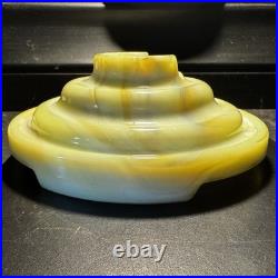 Uranium Slag Glass Houze/Vidrio 5.5 Inch Tiered Circle Base Uranium Slag Glass Houze/Vidrio 5.5 Inch Tiered Circle Base