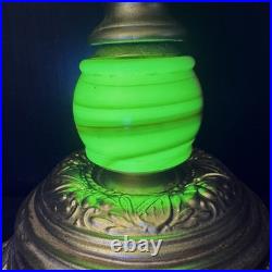 Uranium Slag Glass Lamp Houze Akro Agate Art Deco Antique Vintage