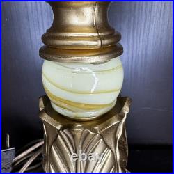 Uranium Slag Glass Lamp Houze Akro Agate Art Deco Antique Vintage