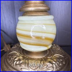 Uranium Slag Glass Lamp Houze Akro Agate Art Deco Antique Vintage