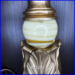 Uranium Slag Glass Lamp Houze Akro Agate Art Deco Antique Vintage
