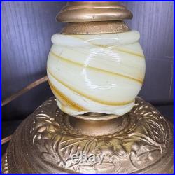Uranium Slag Glass Lamp Houze Akro Agate Art Deco Antique Vintage