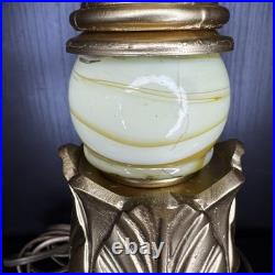 Uranium Slag Glass Lamp Houze Akro Agate Art Deco Antique Vintage